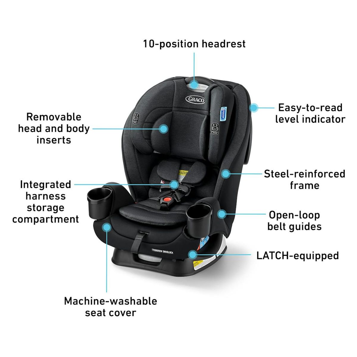 כסא בטיחות עד 45 ק"ג עם הציון בטיחות גבוה דגם TrioGrow SnugLock