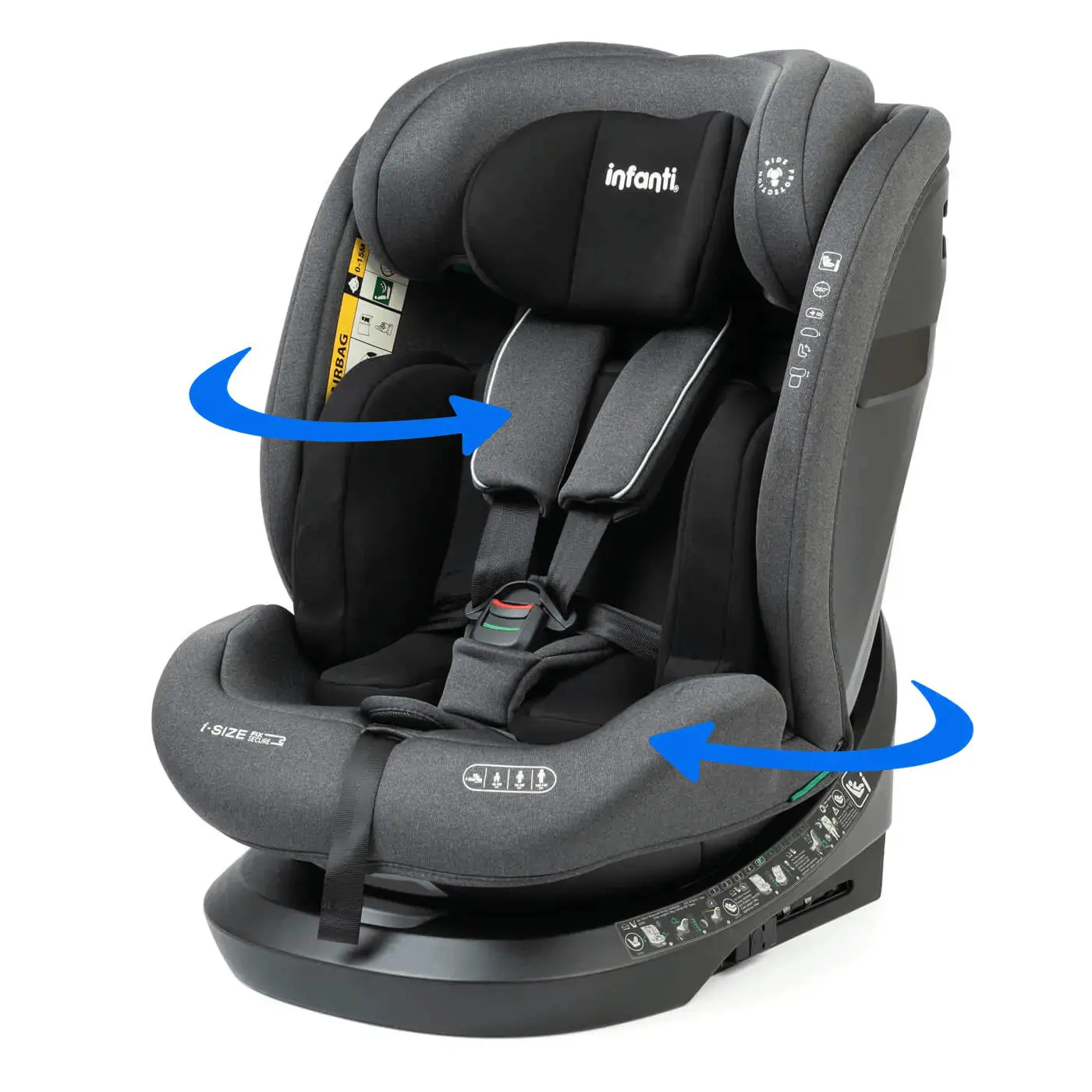 כסא בטיחות מסתובב המתאים מלידה והופך לבוסטר i-Turn 360 - שחור לילה