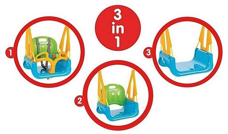 נדנדה לתינוקות ופעוטות 3 שלבים עם מתקן תליה ממתכת ללא צורך בעיגון לקרקע pilsan