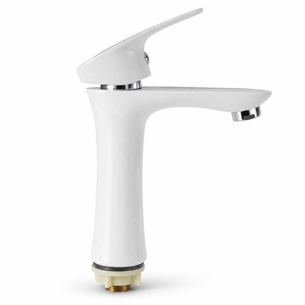White/black flower cold water faucet