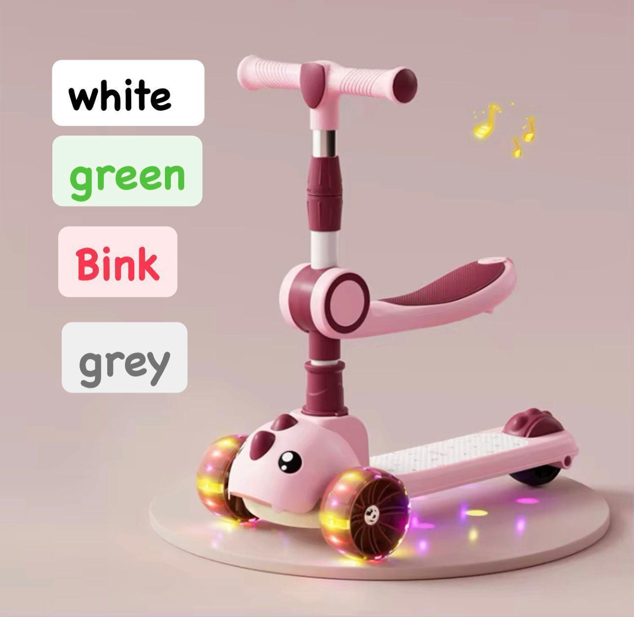 This is a 2-in-1 scooter for toddlers (burgundy pink) that serves as both a sit-down scooter and a stand-up scooter