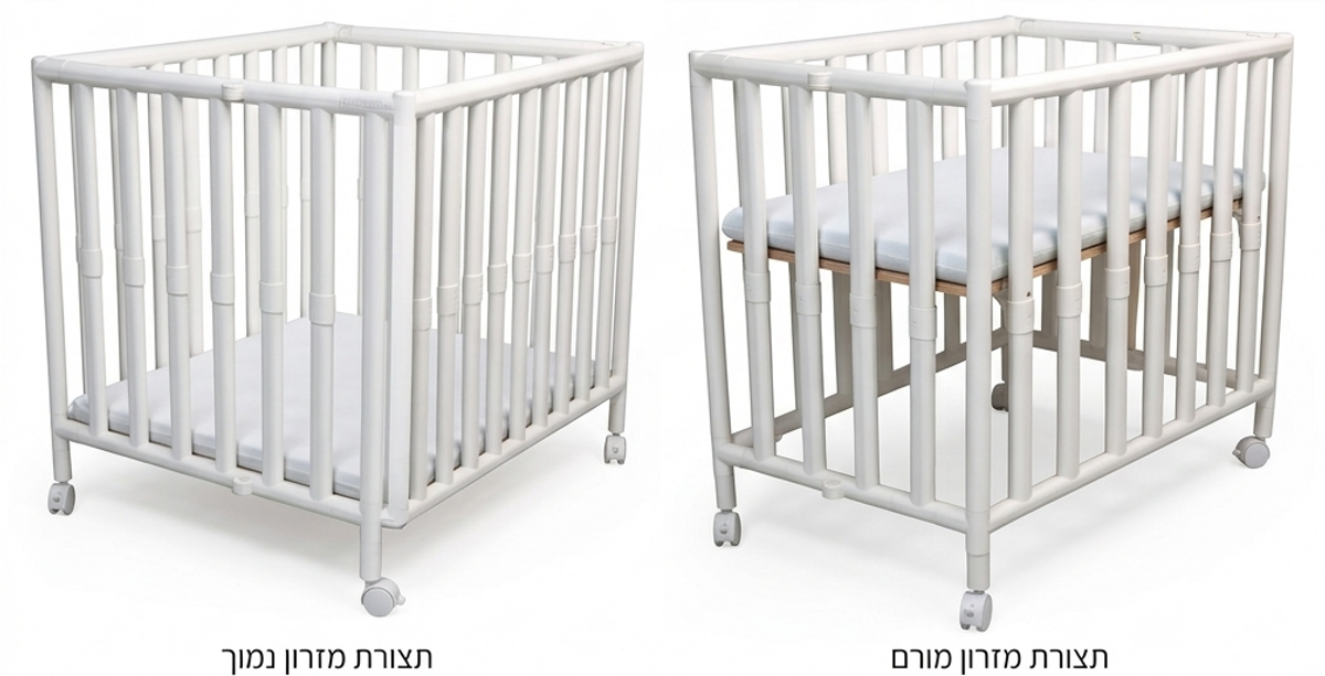 עריסת פלסטיק גדולה ומתקפלת לתינוק עם 2 גבהים בייבי כל