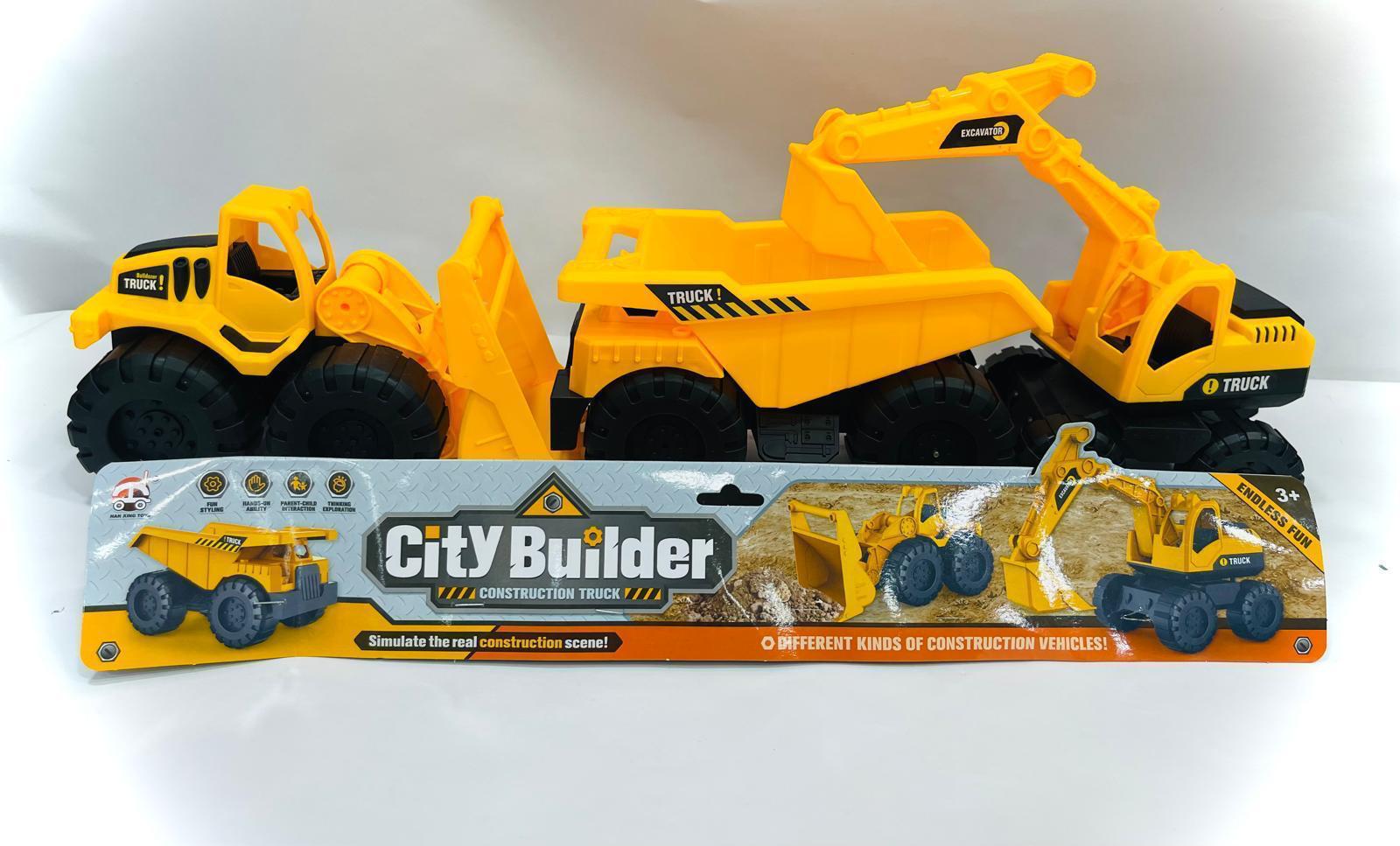 A set of construction and work trucks