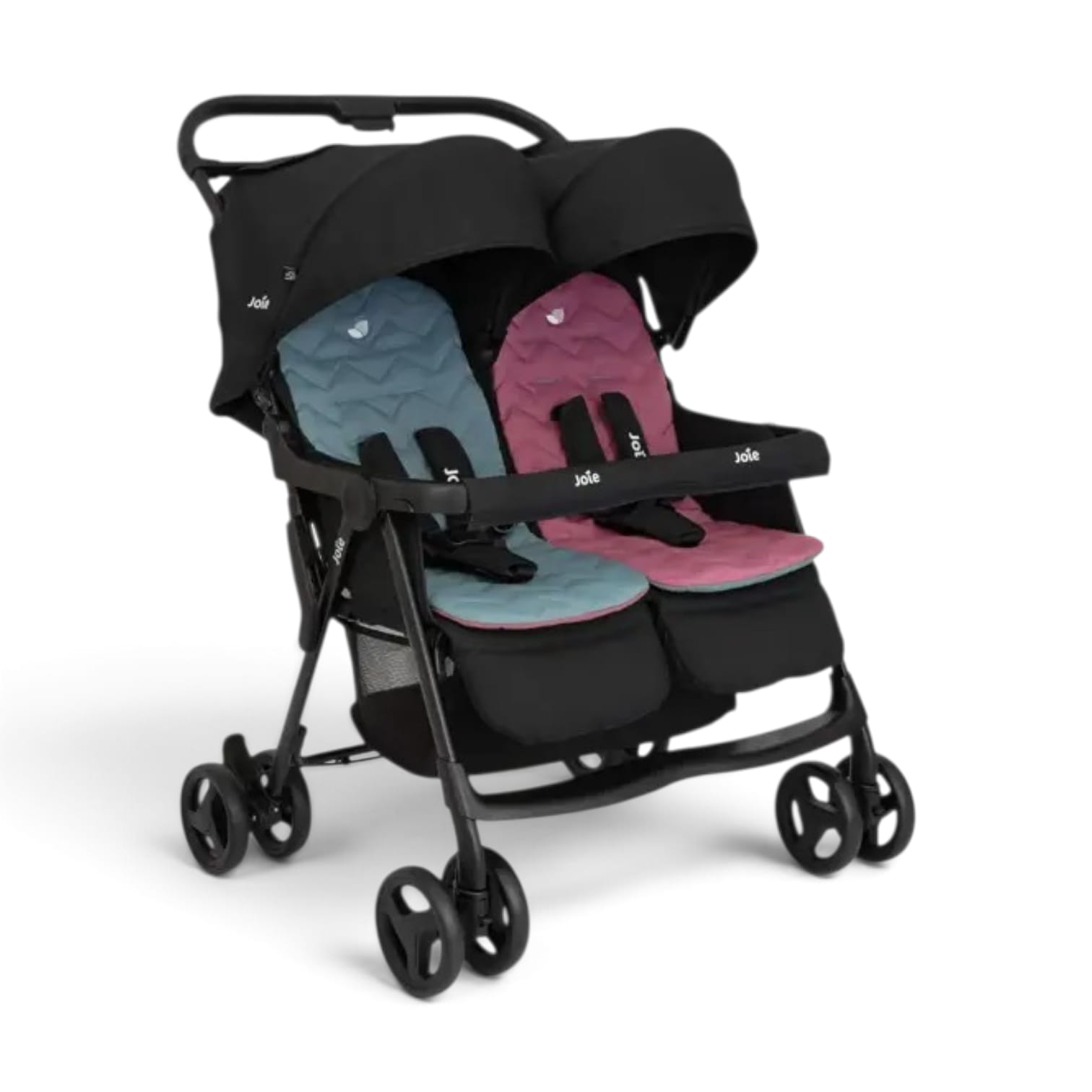 עגלת תאומים קומפקטית המתאימה מלידה aire™‎ twin - שחור/כחול ורוד Shale