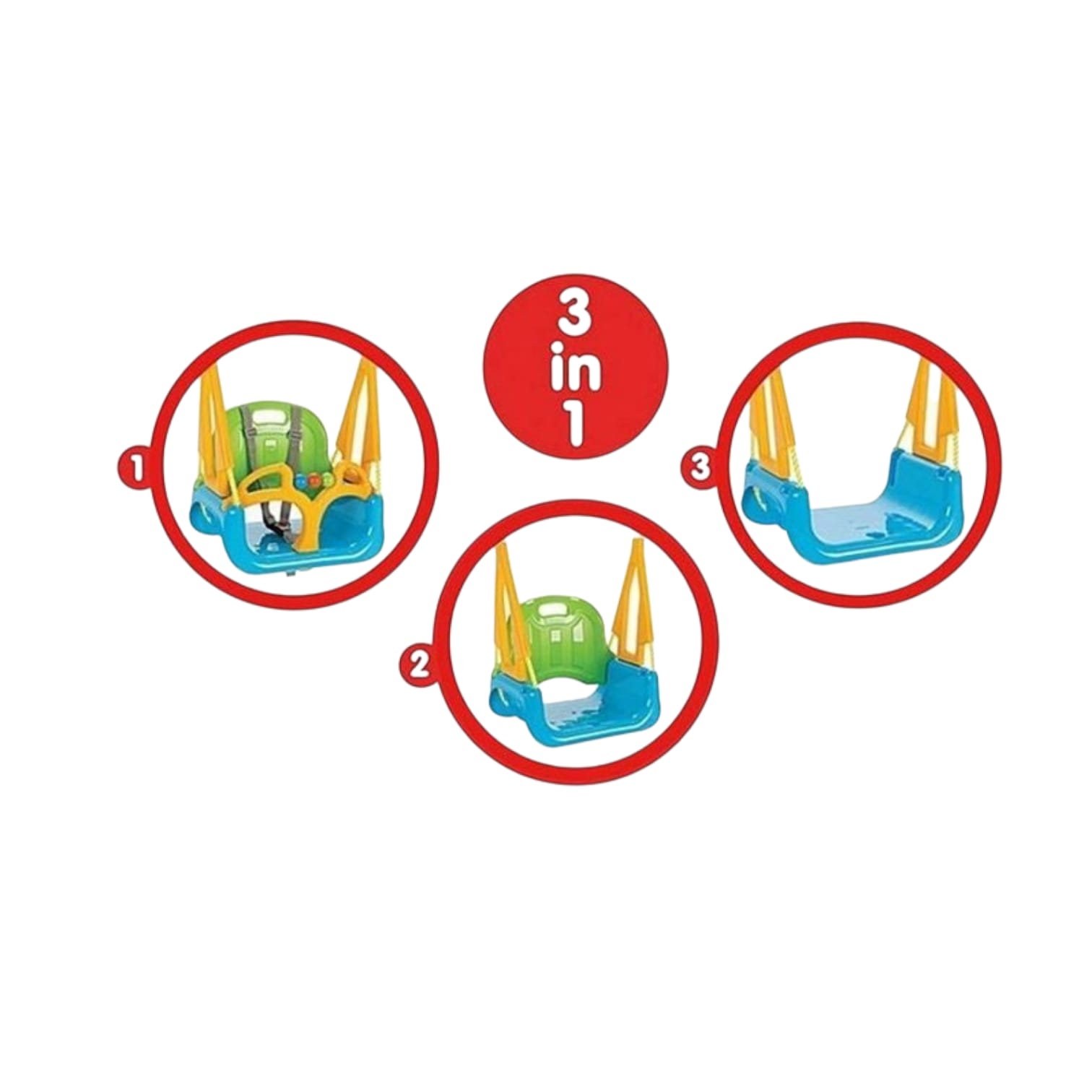 נדנדה לתינוקות ופעוטות 3 שלבים עם מתקן תליה ממתכת ללא צורך בעיגון לקרקע pilsan