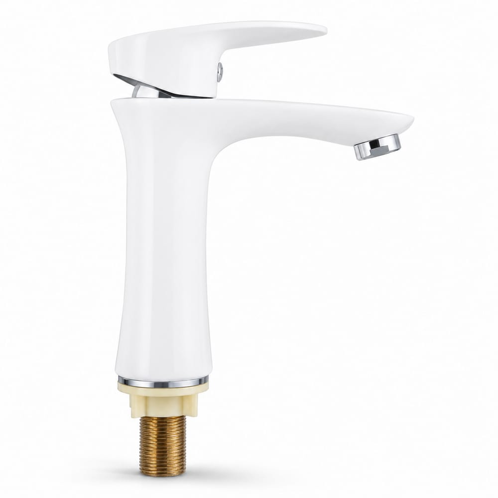 White/black flower cold water faucet
