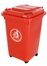 Trash can with lid and wheels 76 liters