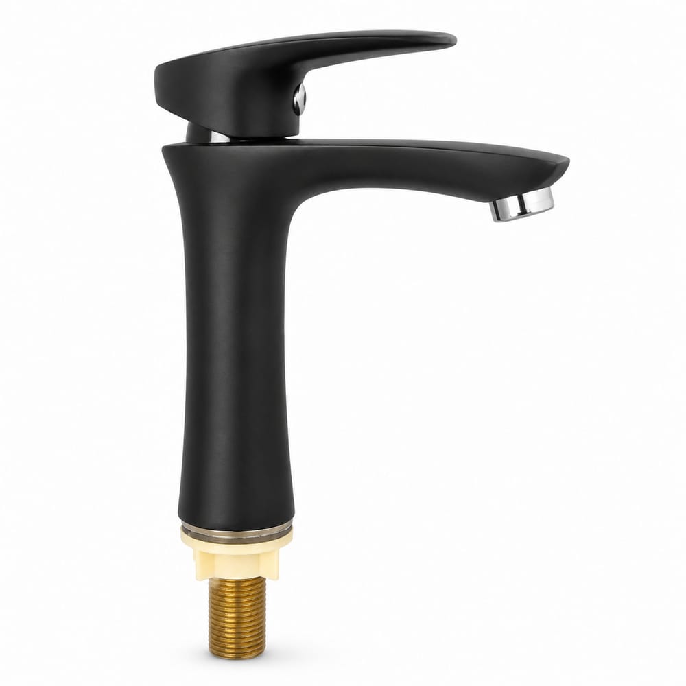 White/black flower cold water faucet